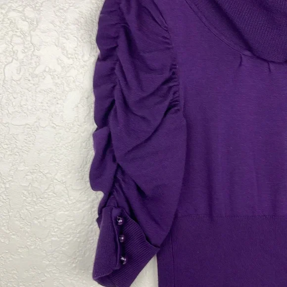 Derek Heart ❤️ eggplant purple cowl neck puffed sleeves top - Picture 4 of 8